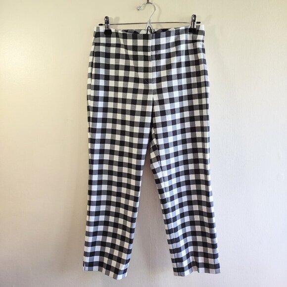 Ann Taylor Kate Straight Leg Pant Classic Gingham Black/White Check  Size 2P - Picture 3 of 9